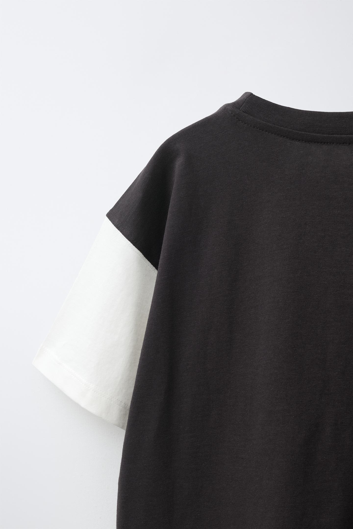 Детская футболка Zara Text Print, цвет: Тёмный антрацитовый — фото 4