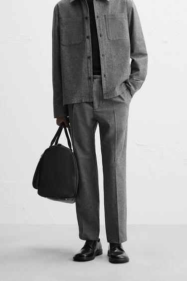 TEXTURED SLIM FIT TROUSERS - Grey marl by Zara