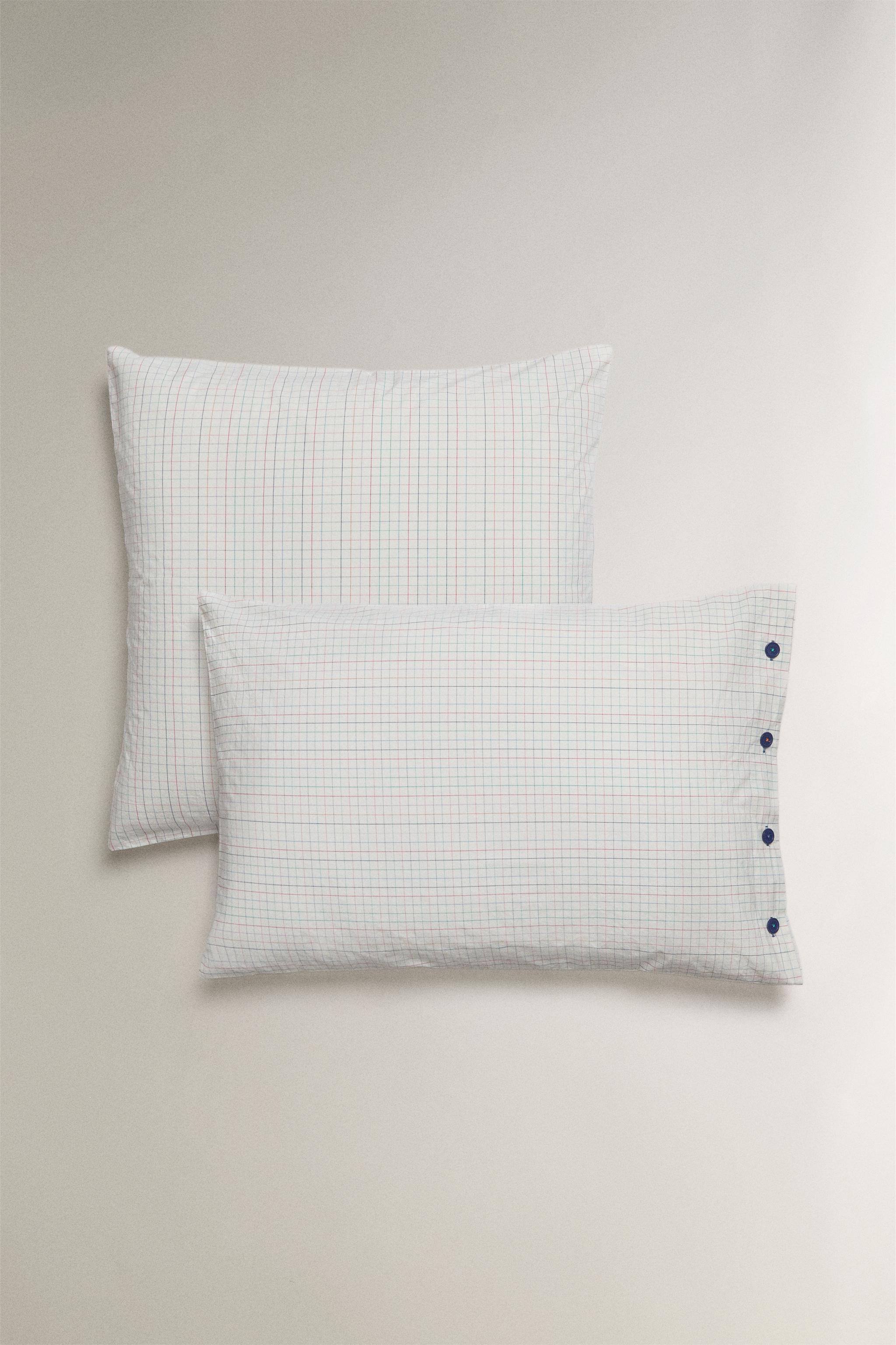 TAIE D’OREILLER ENFANT COTON CARREAUX