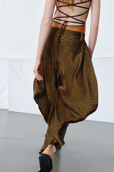 PANTALON IMPRIMÉ DRAPÉ ZW COLLECTION - Marron de Zara - Image 4