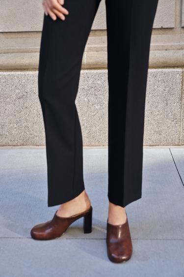 ZW COLLECTION HIGH-WAIST CROPPED TROUSERS - Black by Zara