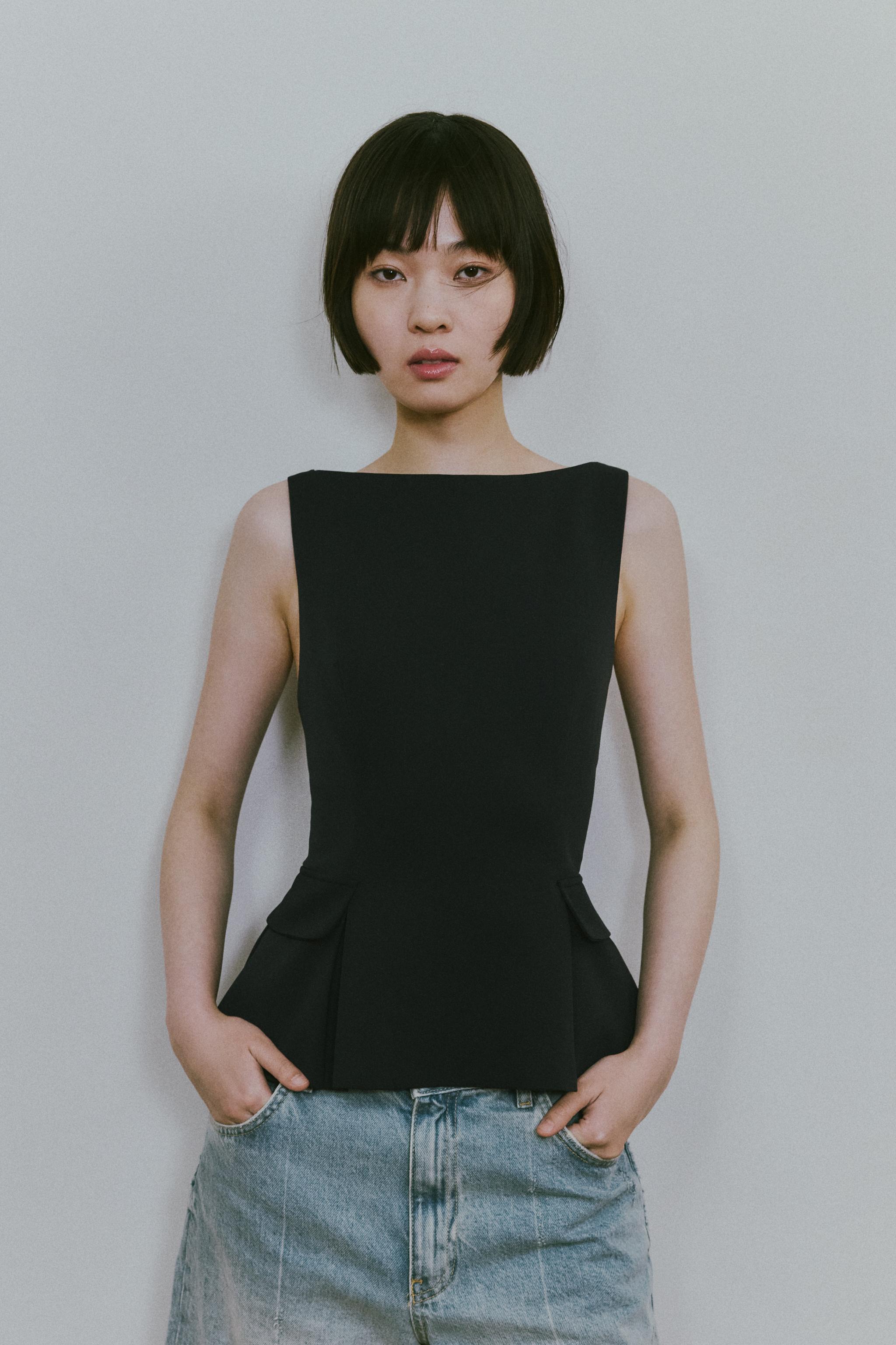 ペプラムトップス - ダークネイビーブルー | ZARA Japan / 日本