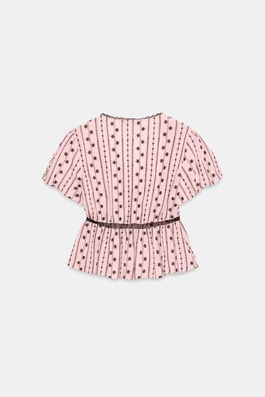 EMBROIDERED TOP WITH BOW - Pink by Zara - Image 6