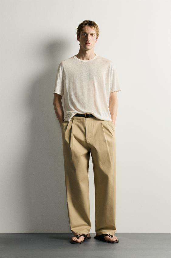ФУТБОЛКА RELAXED FIT ИЗ 100% ЛЬНА — ЭКРЮ от Zara — изображение 0