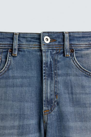 Zara SKINNY CROPPED FIT JEANS - Mid-blue