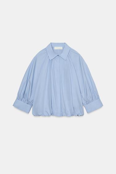 CHEMISE À MANCHES BOUFFANTES ZW COLLECTION - Bleu clair de Zara - Image 4