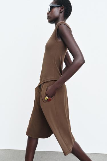 LONG FLOWING BERMUDA SHORTS - Brown by Zara - Image 3