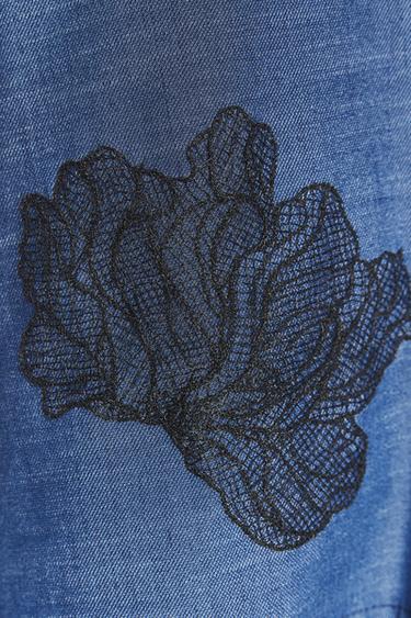 CHEMISE KIMONO FLEURS - Bleu de Zara - Image 7