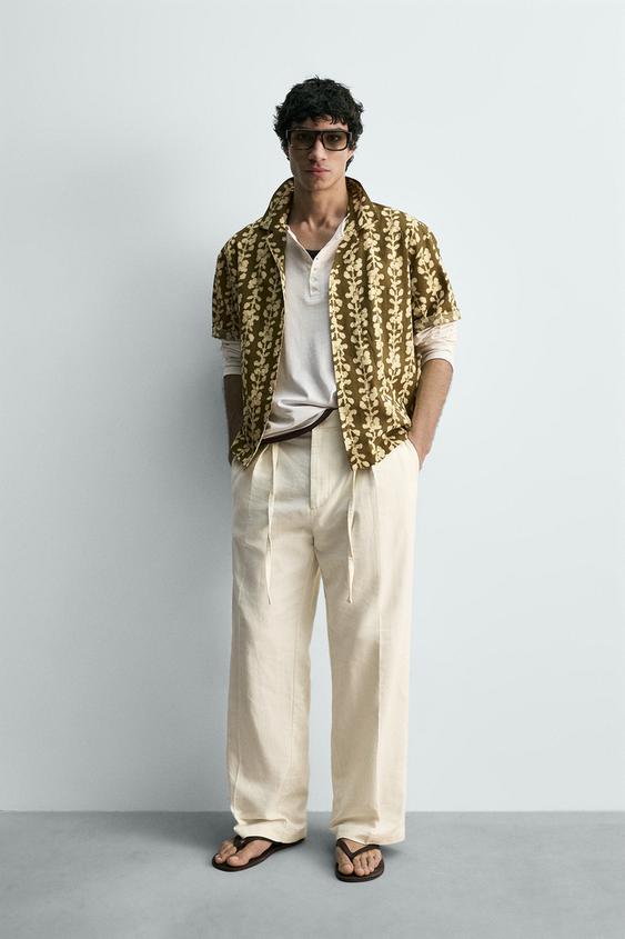 COTTON - LINEN PLEATED PANTS