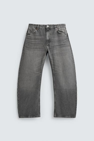 Zara RELAXED BARREL FIT JEANS - Gray