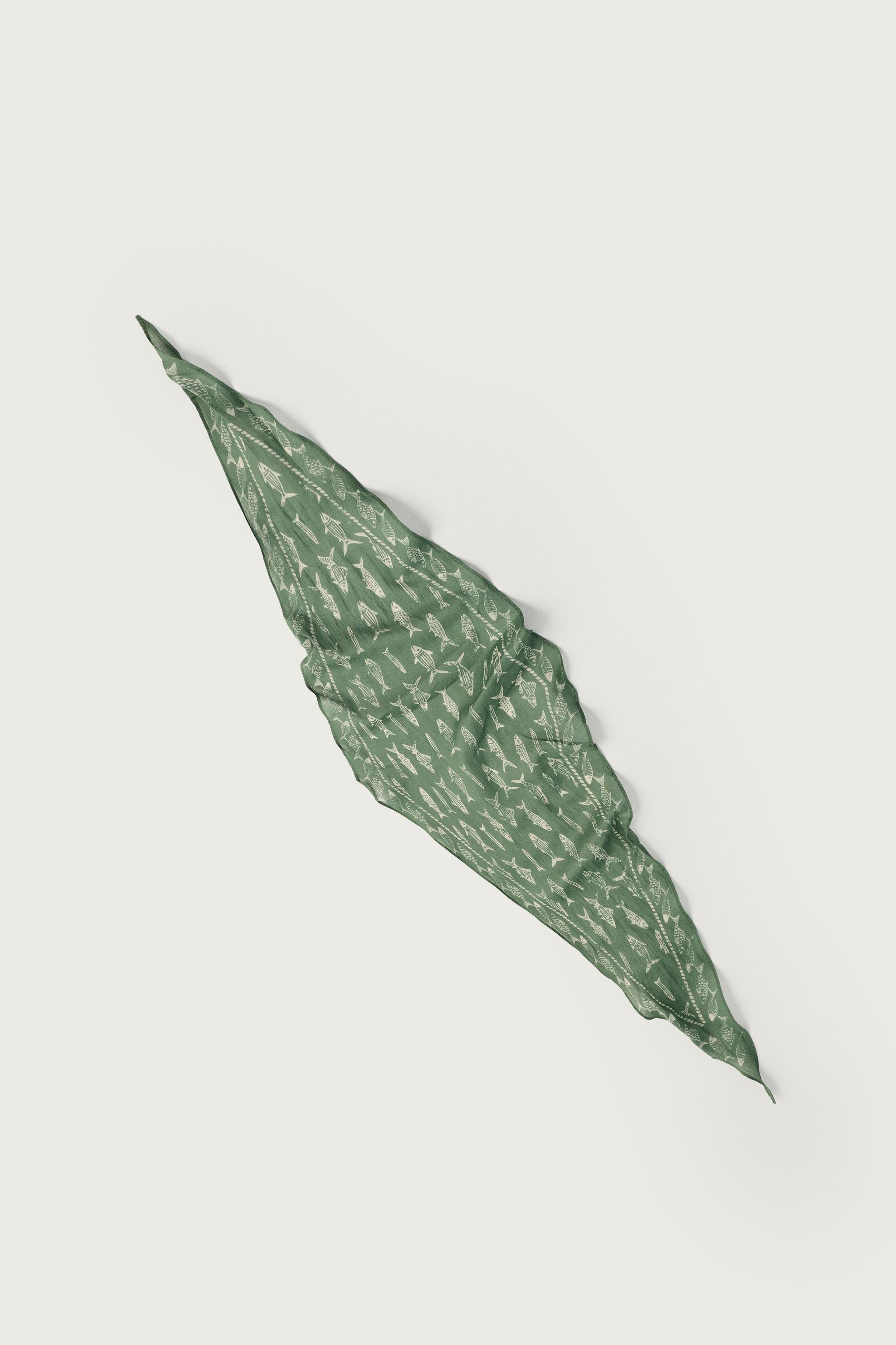 Мужские аксессуары Zara LONG FISH PRINT BANDANA — фото 2
