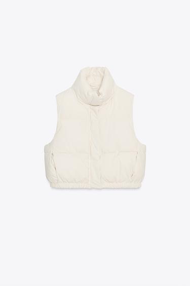 RUBBERISED QUILTED GILET - lys beig fra Zara - Billede 0