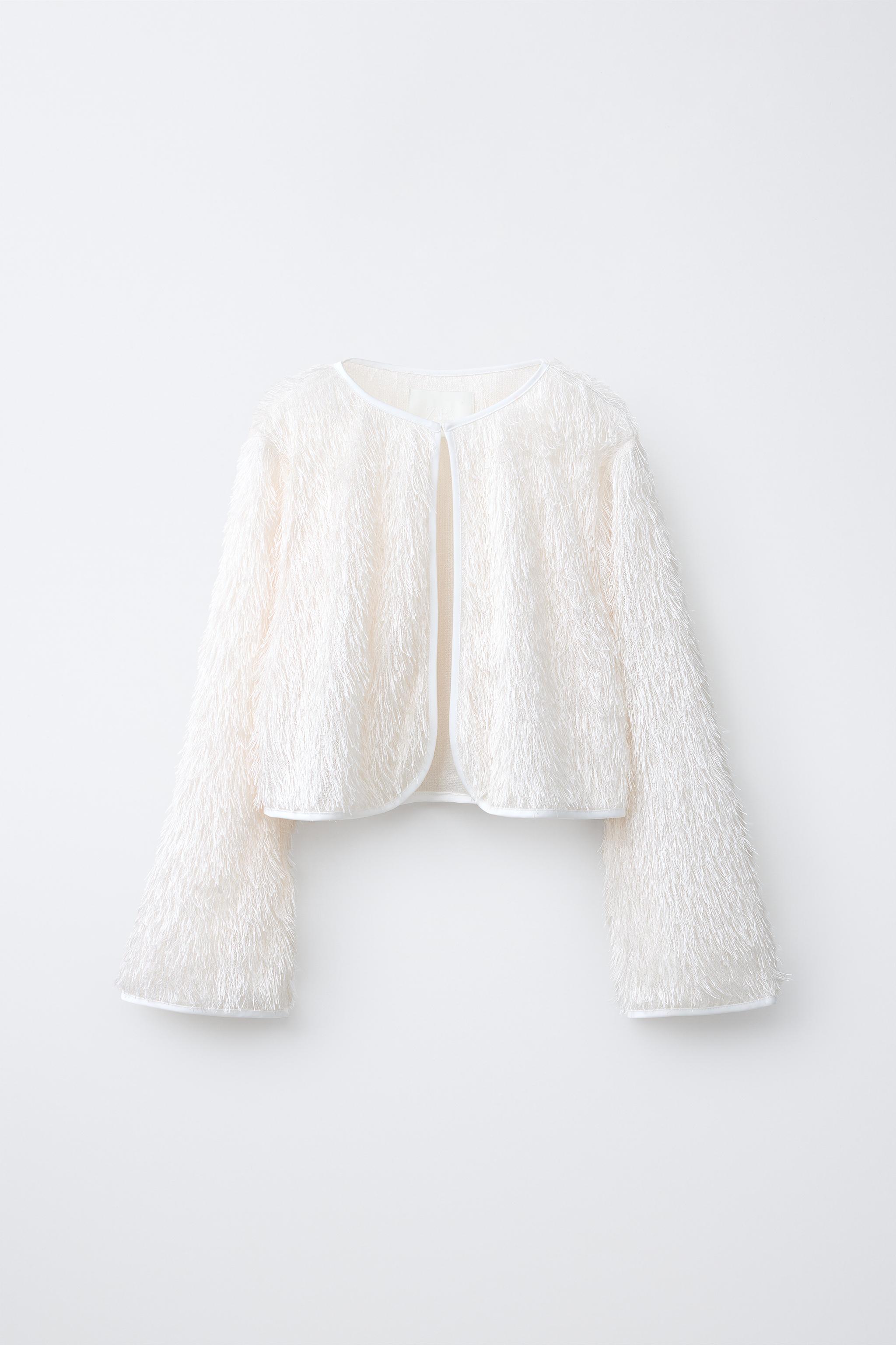 FRINGED JACKET - white | ZARA United States