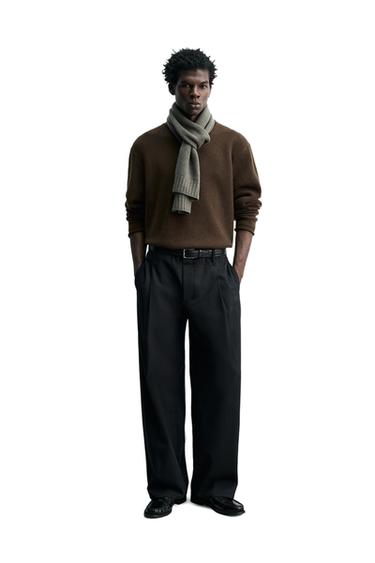 100% WOOL ROLLED EDGE SWEATER - Brown by Zara