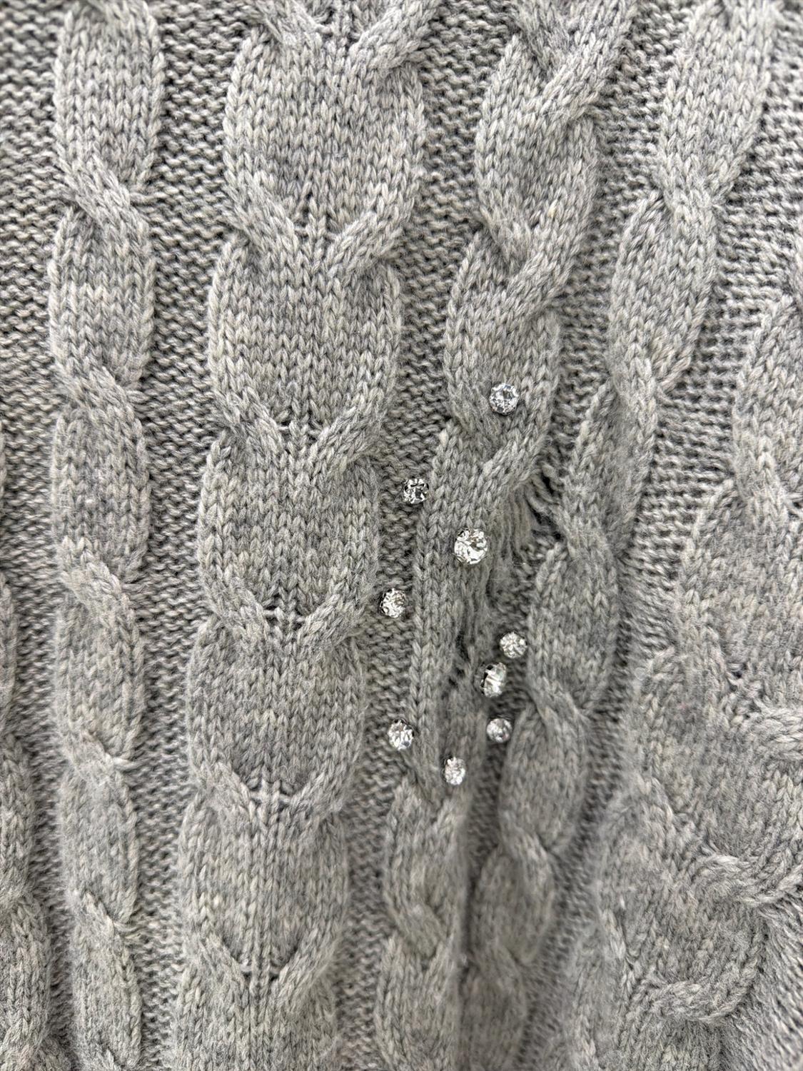 STUDDED BRAIDED KNIT SWEATER - Image 2