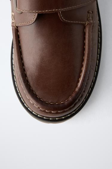 LEATHER BOAT SHOES - Brown by Zara - Image 5