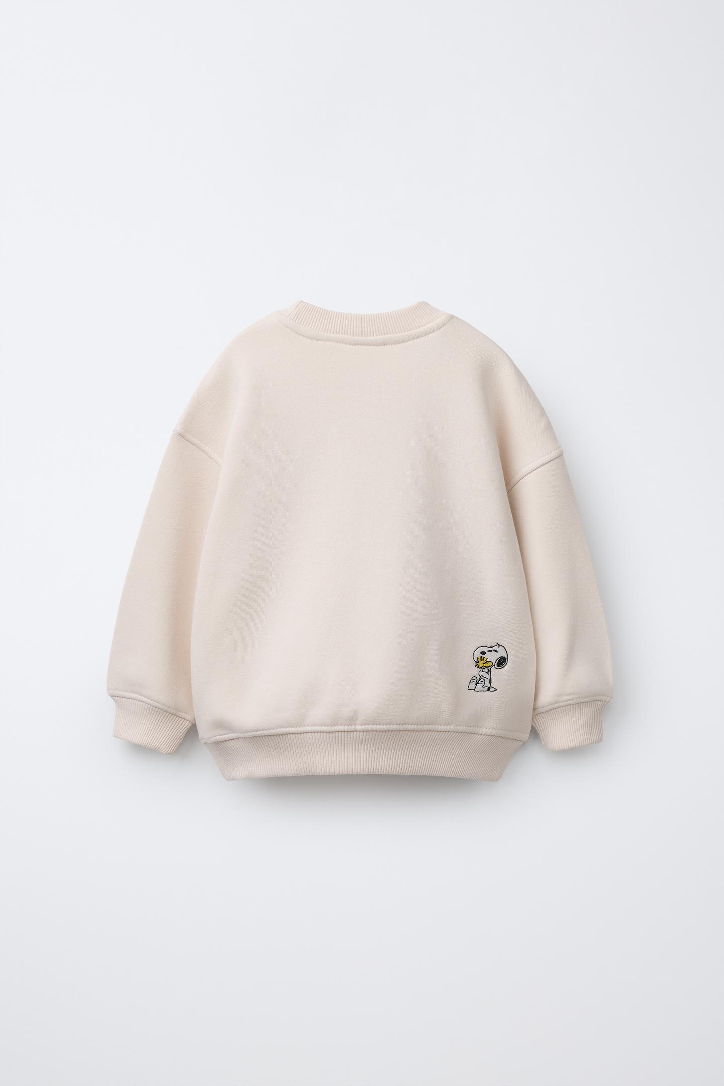 Детская толстовка Zara Snoopy Peanuts™ Embroidered, цвет: Экрю — фото 2