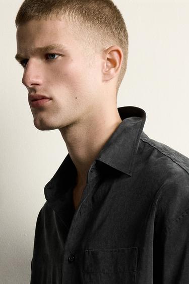 RELAXED FIT FLUID SHIRT - Dark grey by Zara