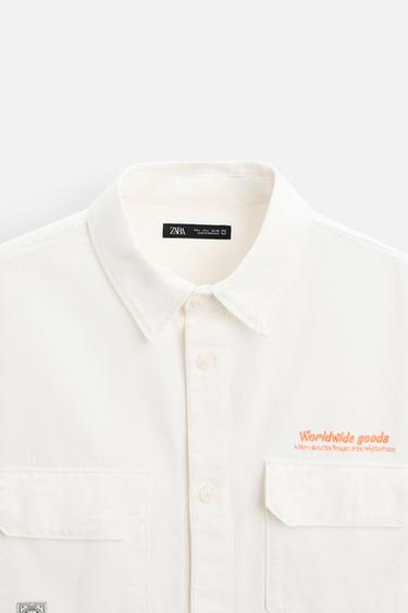 EMBROIDERED TEXT SHIRT - Ecru by Zara - Image 7
