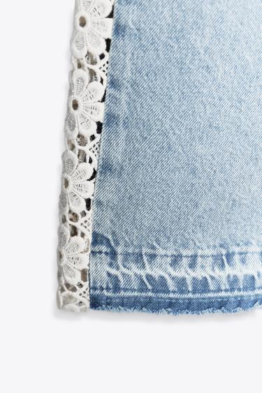 Z1975 WIDE-LEG HIGH-WAIST JEANS WITH CROCHET TRIM - Mid-blue by Zara - Image 10