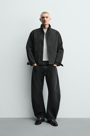 Zara 寬鬆弧形牛仔褲 - 碳色