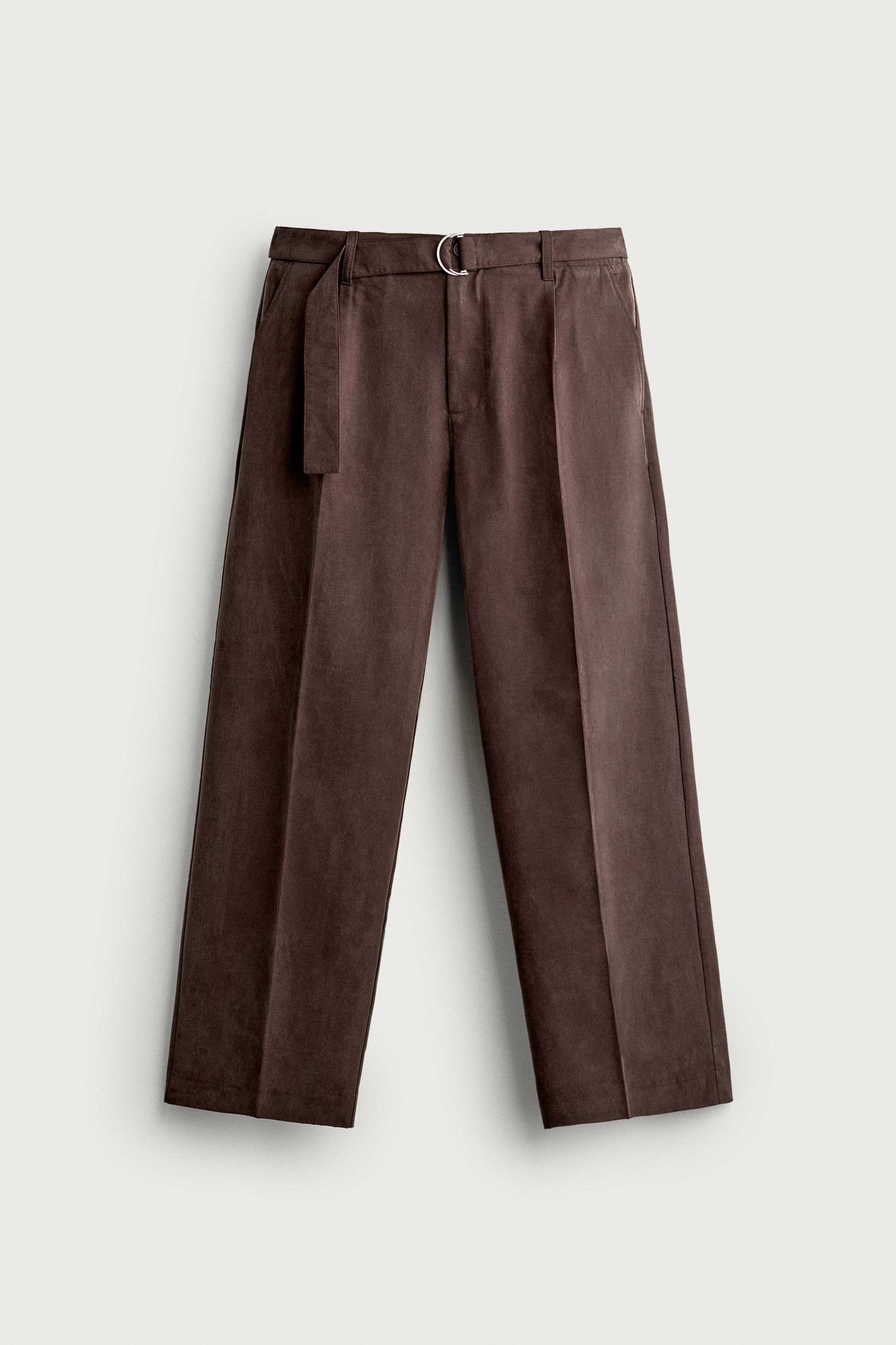 RELAXED-FIT BELTED FLUID TROUSERS