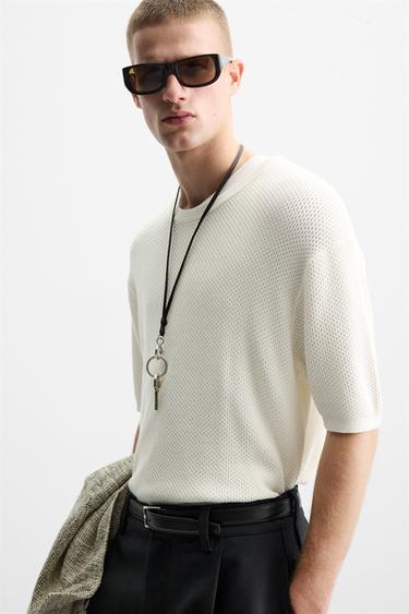 TEXTURED KNIT T-SHIRT - White by Zara