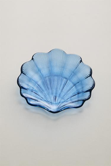Zara WAVY SHELL GLASS BOWL - Blue