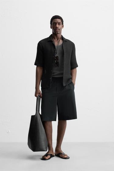 BERMUDA COUPE DÉCONTRACTÉE EN COTON - Noir de Zara