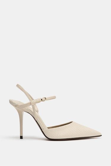 CHAUSSURES OUVERTES À L'ARRIÈRE AVEC EFFET RELIEF - Blanc écru de Zara