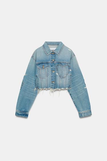 TRF DENIM JACKET WITH HEARTS - Blue by Zara