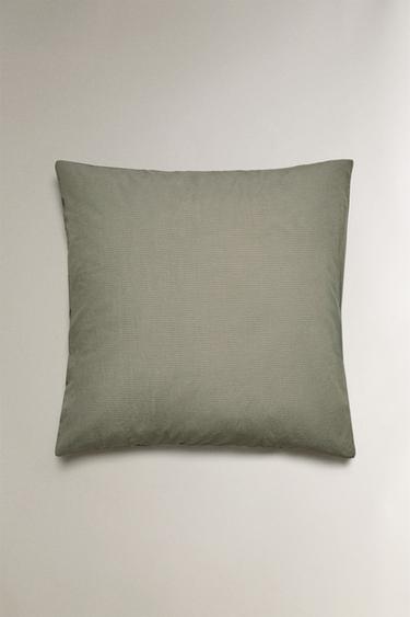STRIPED COTTON PILLOWCASE - Green by Zara - Image 1