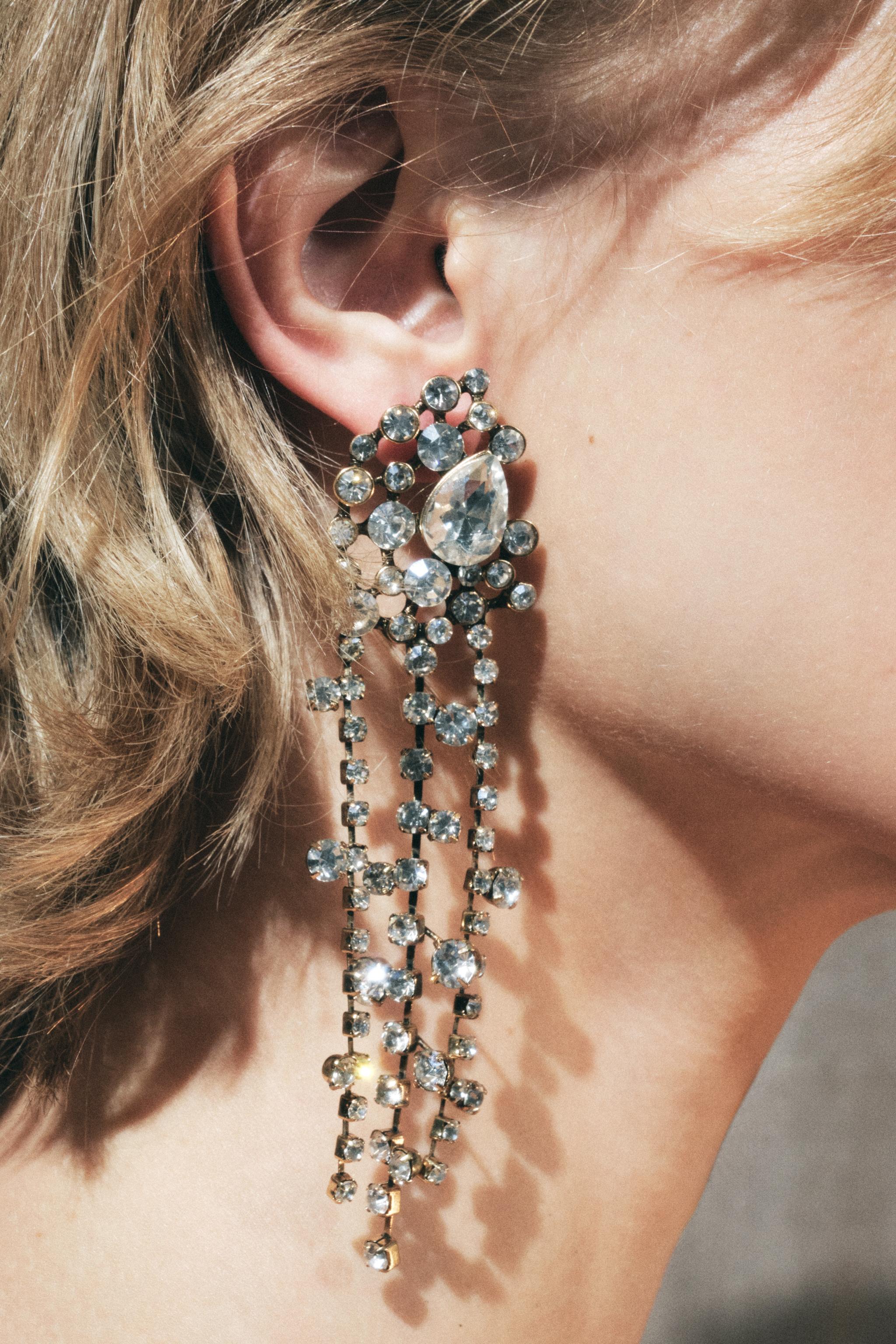 Zara diamante earrings sales