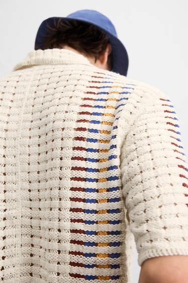 CHEMISE CROCHET RAYURES - Écru de Zara - Image 7