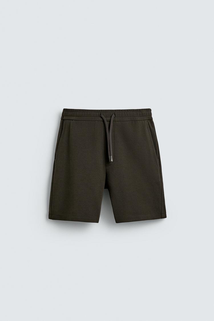 ZARA COMFORT TEXTURED BERMUDA SHORTS