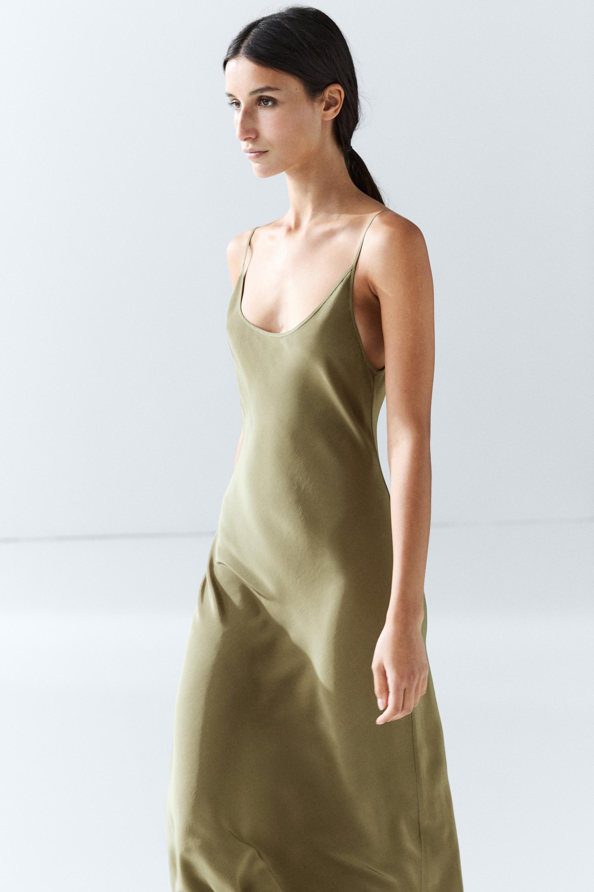 Spaghetti strap lingerie midi dress