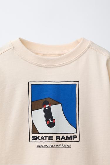 SKATE PRINT T-SHIRT - Beige by Zara - Image 2