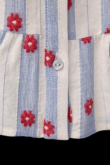 Zara FLORAL JACQUARD DRESS - Blue