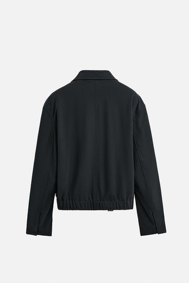 ZIP-UP FLOWING JACKET - Dark navy by Zara - Image 7