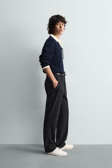 PULL RELAXED FIT À COL EN V - Bleu marine de Zara - Image 3