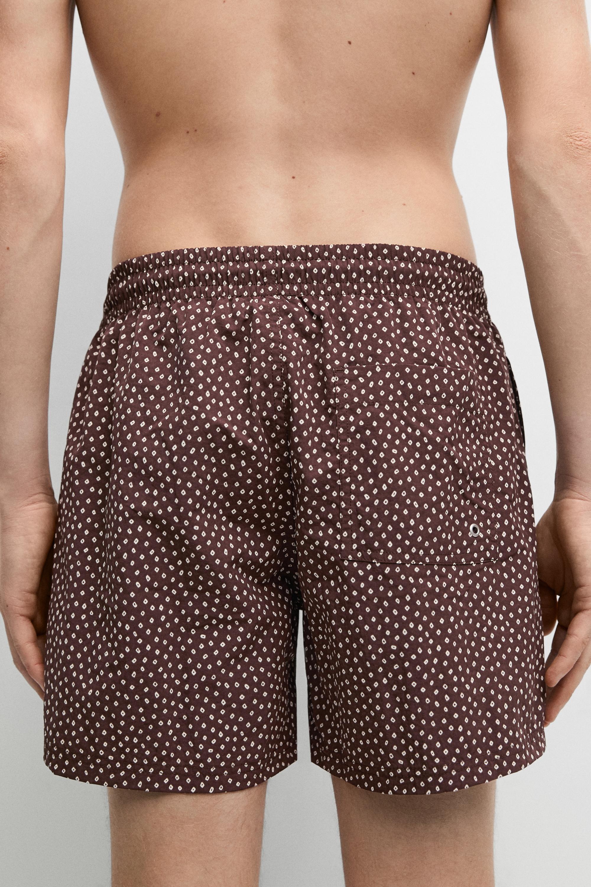 Polka dot print swimming trunks — Burgundy