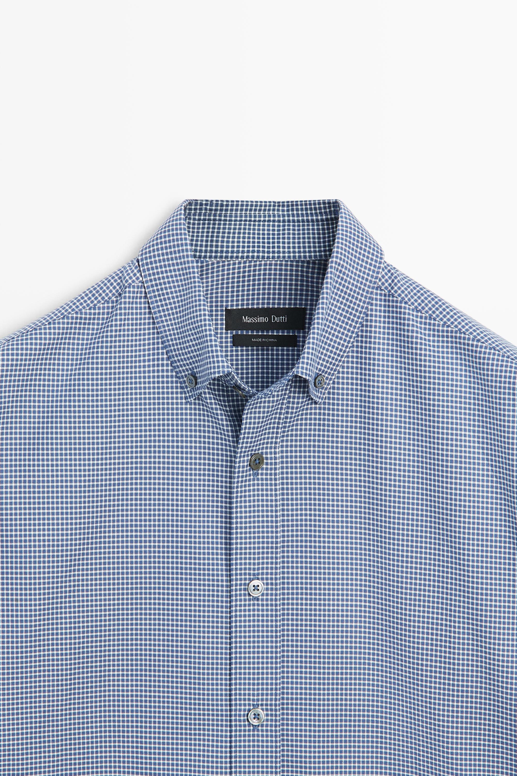 Regular fit micro-check shirt