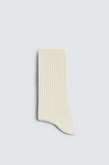Zara RIBBED SOCKS - Ecru