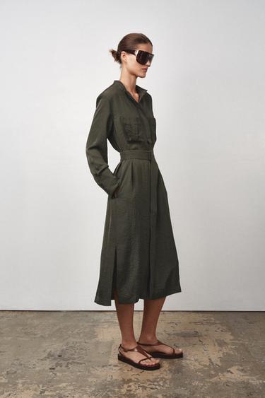 ZW COLLECTION MIDI BELTED DRESS - Mid-green by Zara - Image 7
