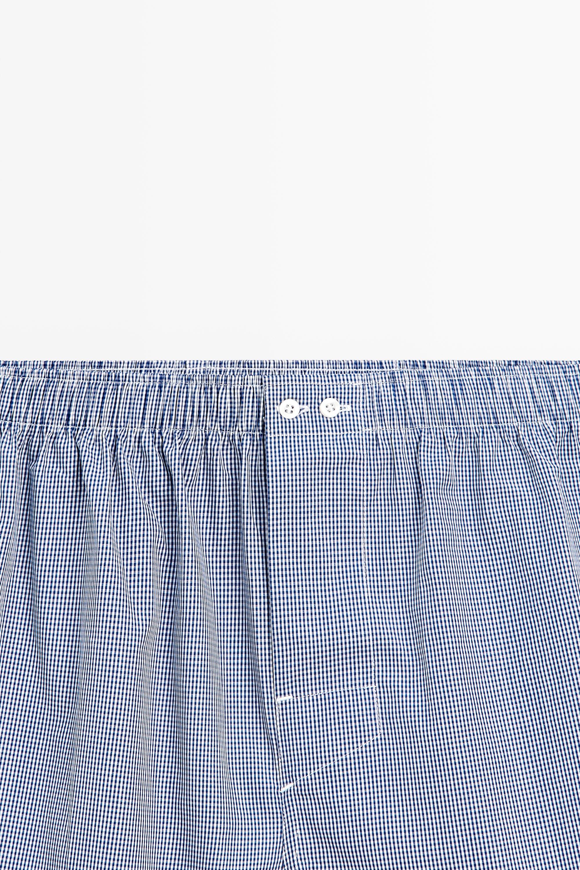 100% cotton micro-check boxers — Navy blue