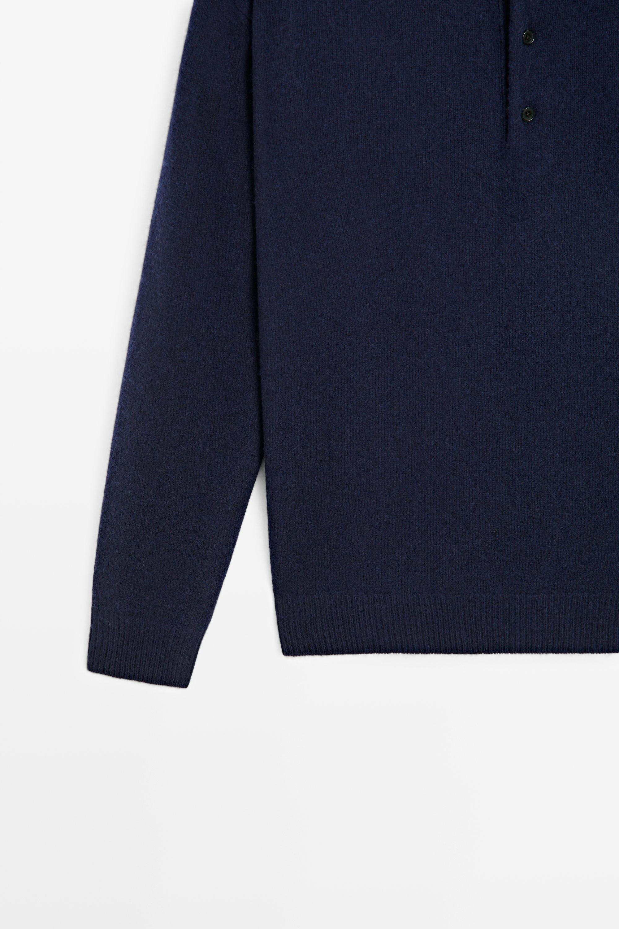 100% wool knit polo collar sweater