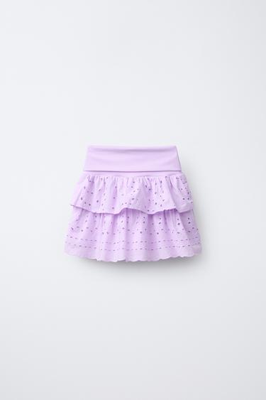 JUPE SCHIFFLY TAILLE REVERS - Lilas de Zara - Image 1