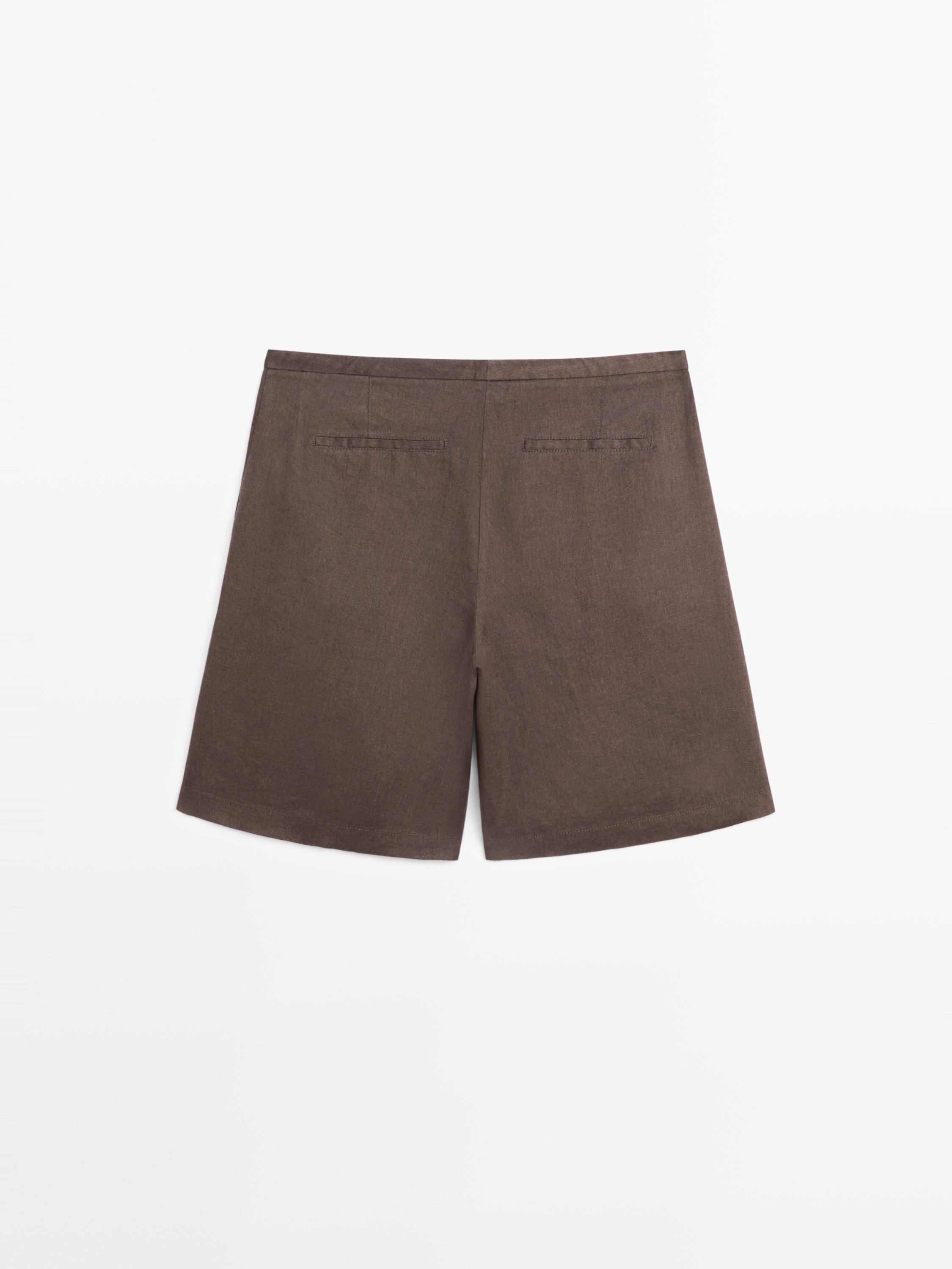 100% linen short Bermuda shorts