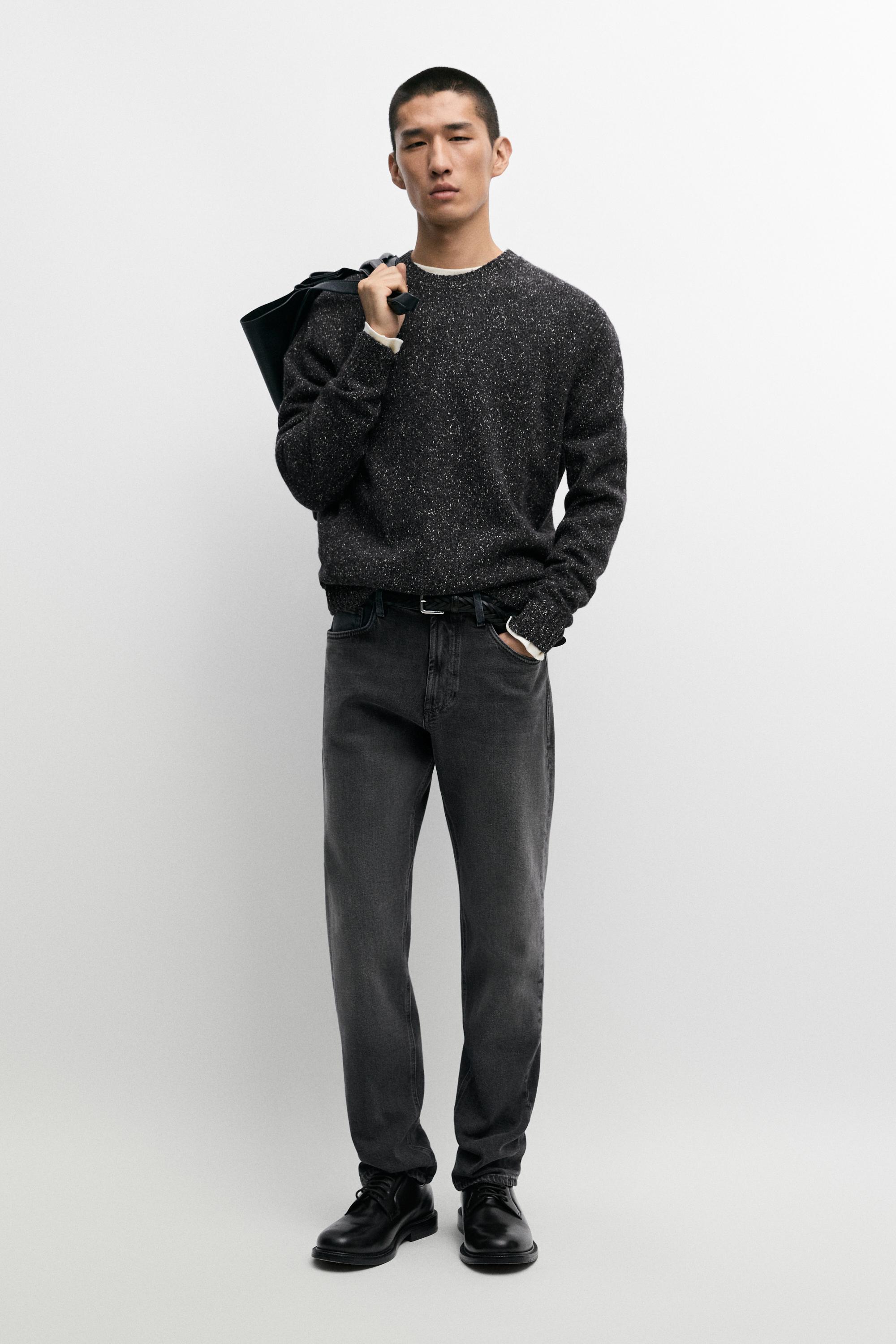 Flecked wool-blend knit sweater