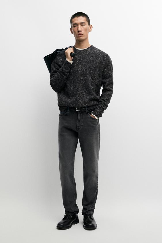 Zara Flecked wool-blend knit sweater - Anthracite Gray - Image 0